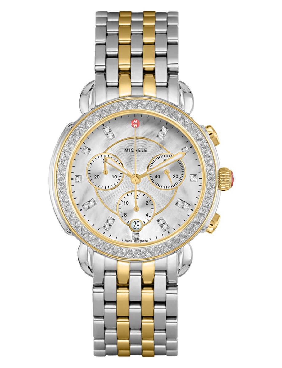 Michele sidney two on sale tone diamond watch