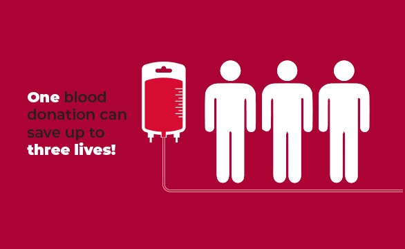One blood donation can save up to three lives