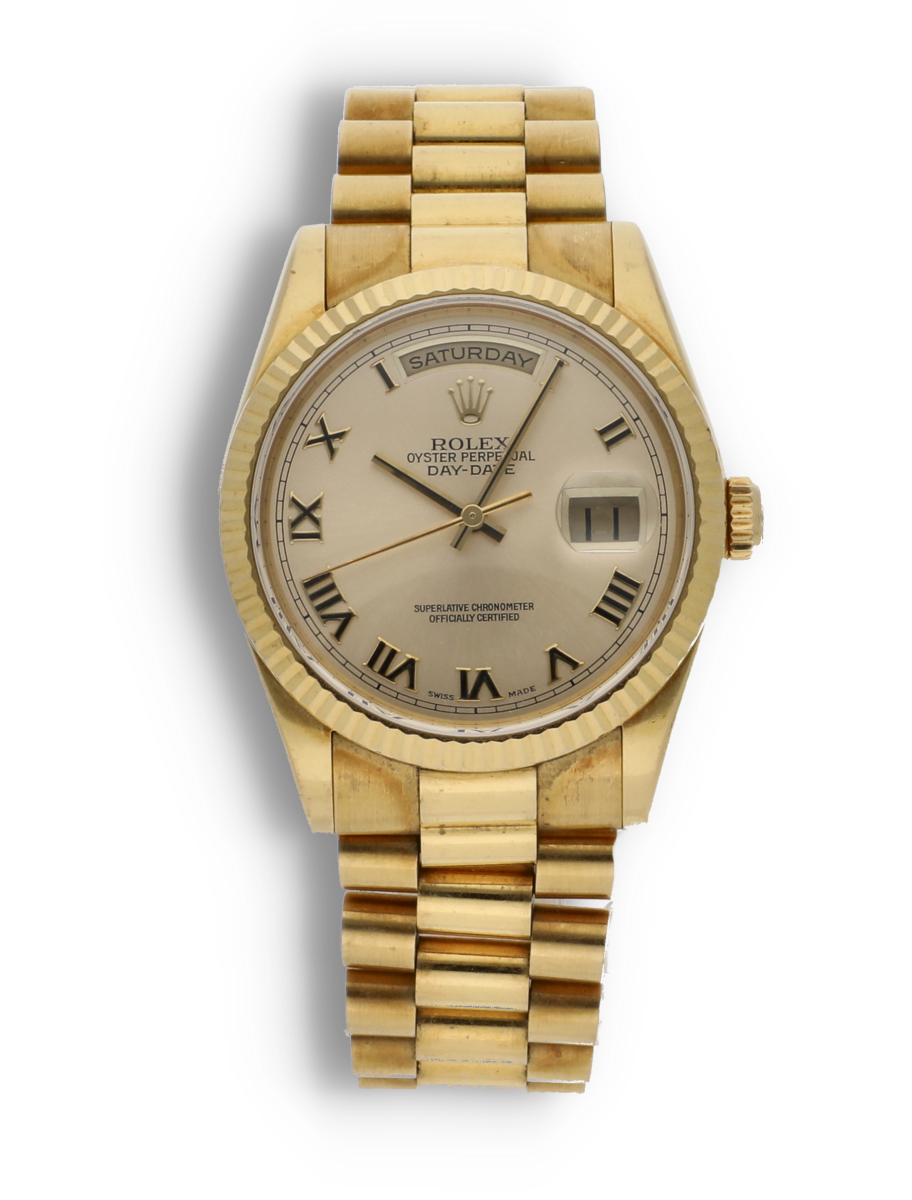 Pre-Owned Luxury Watches Rolex Pre-Owned Rolex 18kt Gold Day-Date 118238 Bracelet | Feldmar Watch Co.