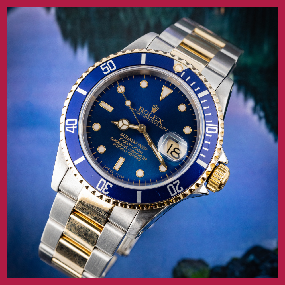 pre owned rolex submariner date bluesy turquoise dial