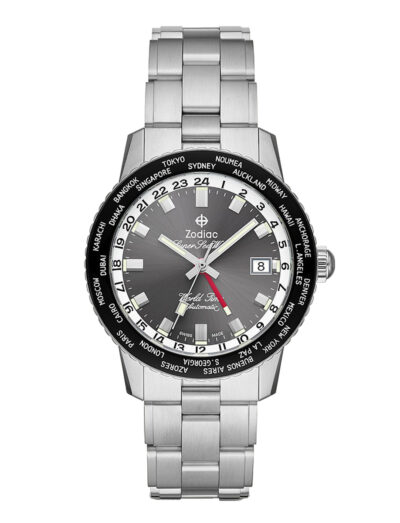 Zodiac Super Sea Wolf World Time Automatic Stainless Steel Watch ZO9409