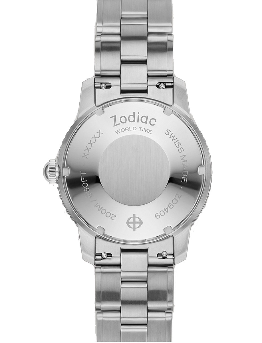 Zodiac Super Sea Wolf World Time Automatic Stainless Steel Watch ZO9409 Back
