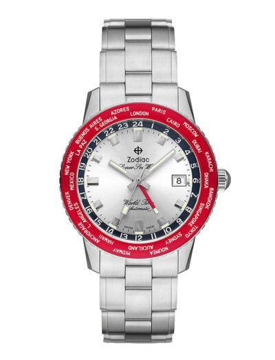 Zodiac Super Sea Wolf World Time Automatic Stainless Steel Watch ZO9410