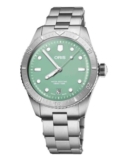 Oris Diving Sixty-Five Green Cotton Candy Steel Strap 01 733 7771 4057-07 8 19 18