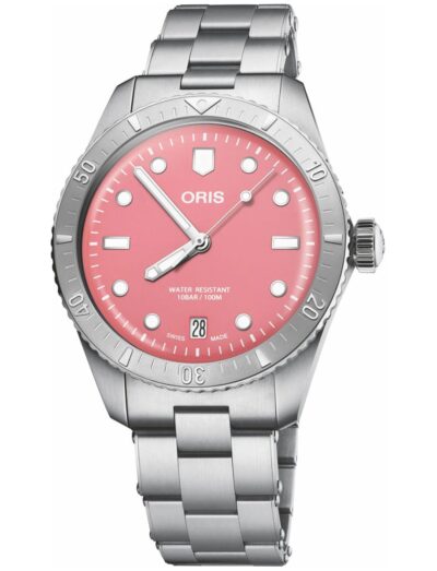 Oris Diving Sixty-Five Pink Cotton Candy Steel Strap 01 733 7771 4058-07 8 19 18 – Divers Sixty-Five