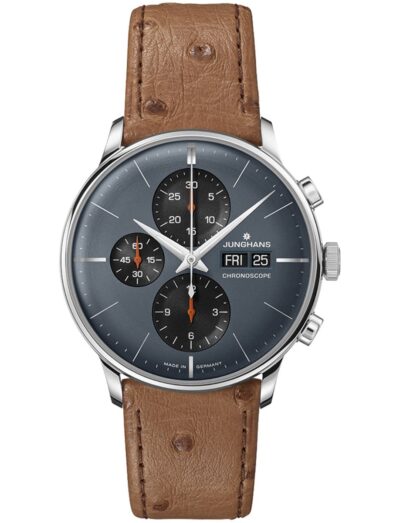 Junghans Meister Chronoscope English Date Brown Ostrich Leather 27-4224.03