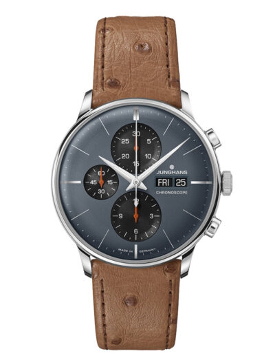 Junghans Meister Chronoscope English Date Brown Ostrich Leather 27-4224.03