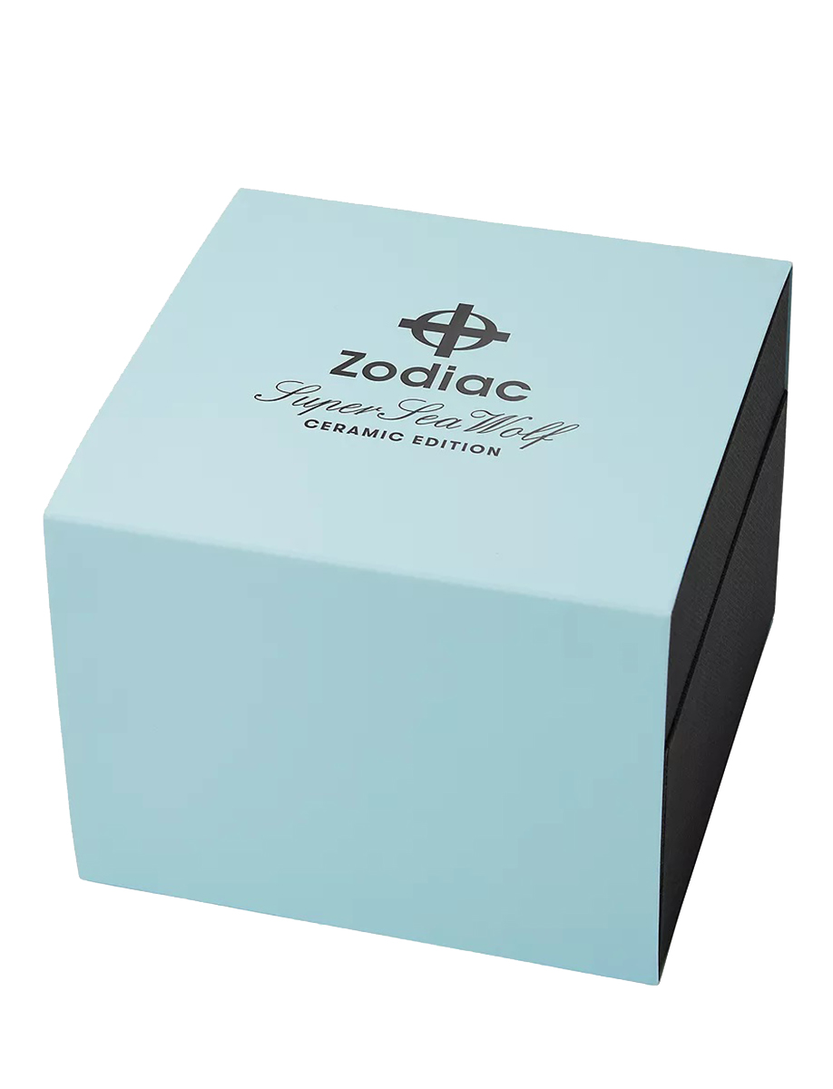 Zodiac Super Sea Wolf Ceramic Compression Blue Rubber Strap ZO9590 Box