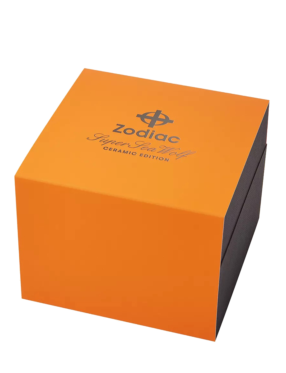 Zodiac Super Sea Wolf Ceramic Compression Orange Rubber Strap ZO9591 Box