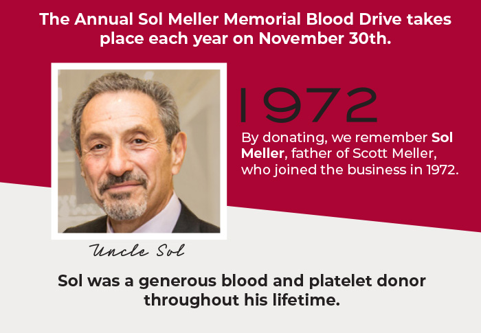 Sol was a generous blood and platelet donator throughout his lifetime
