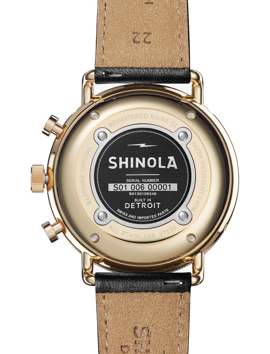 Shinola Canfield Sport 45mm Steel with Gold PVD 20109248-SDT-004315269 Back