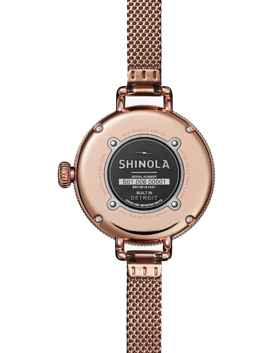 Shinola Birdy 34mm Steel with Rose Gold PVD 20121837-SDT-005010799 Back