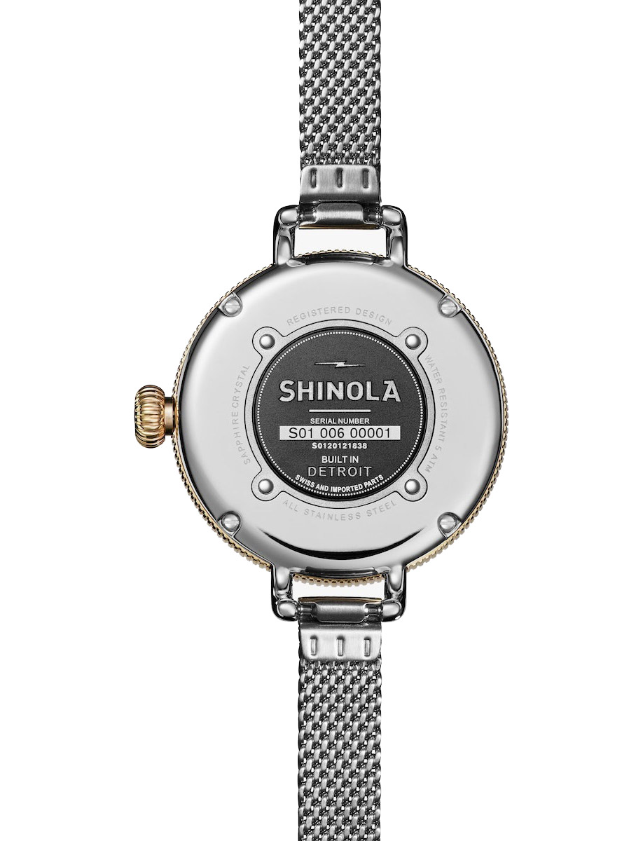 Shinola Birdy 34mm Steel Mesh Bracelet 20121838-SDT-000009972 Back