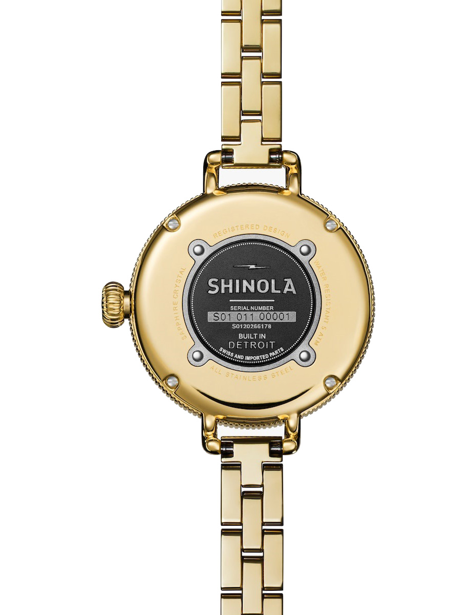 Shinola Birdy 34mm Stainless Steel with Gold PVD 20266178-SDT-014245507 Back