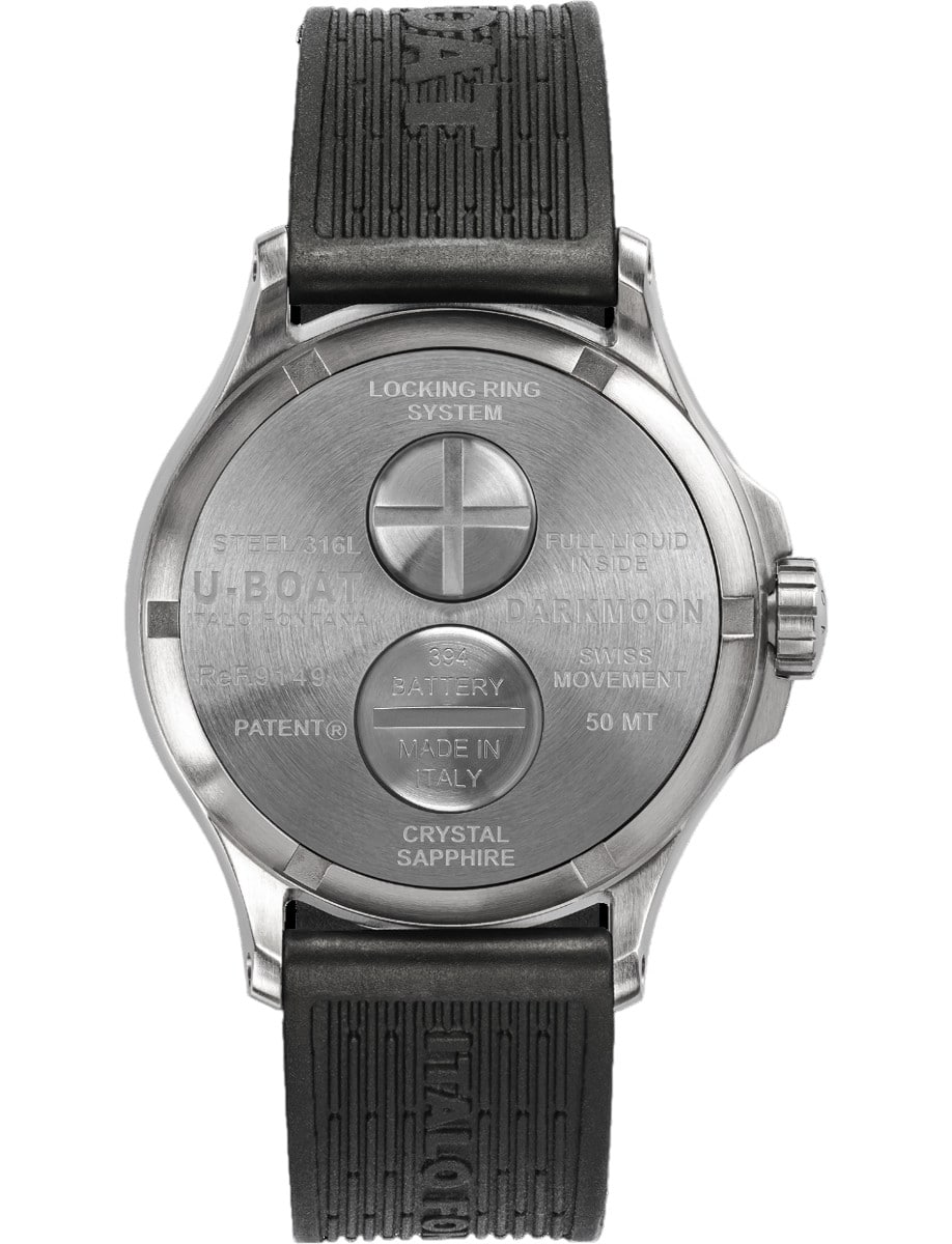 U-BOAT Darkmoon 44mm Grey SS 9149 back