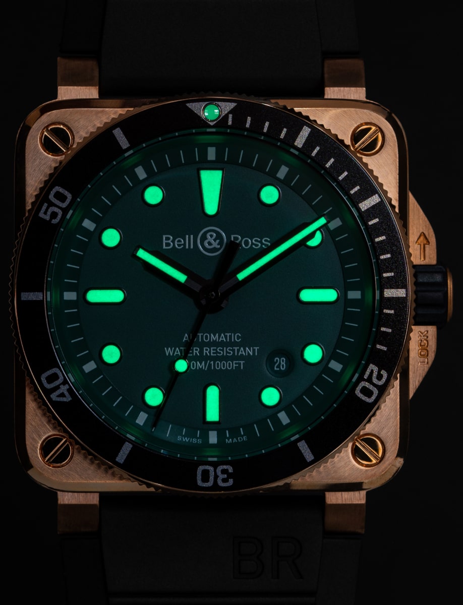Bell&Ross BR 03-92 Diver Black & Green Bronze BR0392-D-LT-BR/SRB Luminous