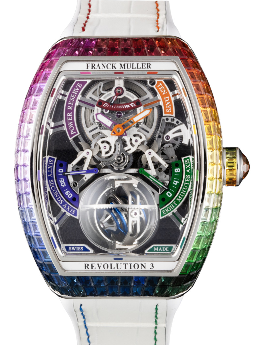 Franck Muller Vanguard Collection Revolution 3 Skeleton Rainbow Feldmar Watch Co