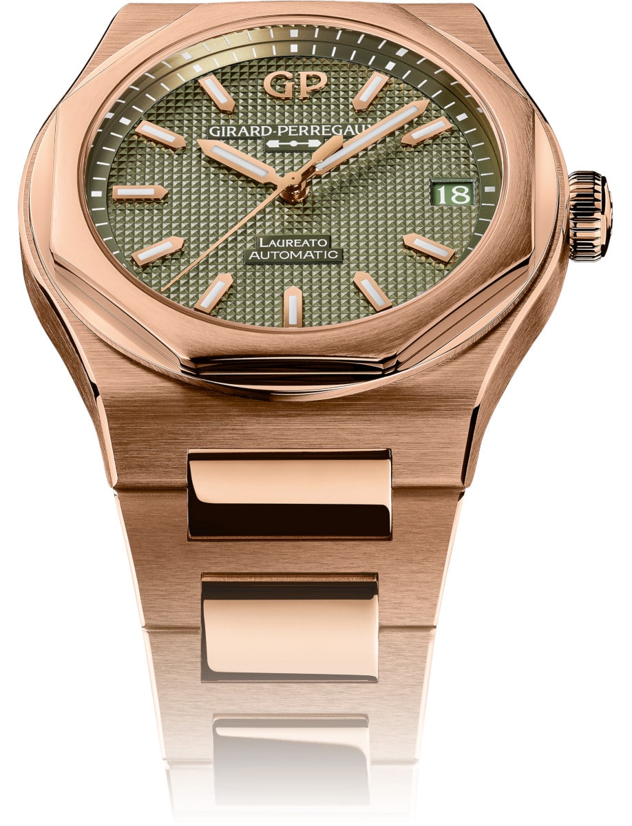Girard-Perregaux Laureato 42mm Pink Gold Sage Green 81010-52-3333-1CM Side