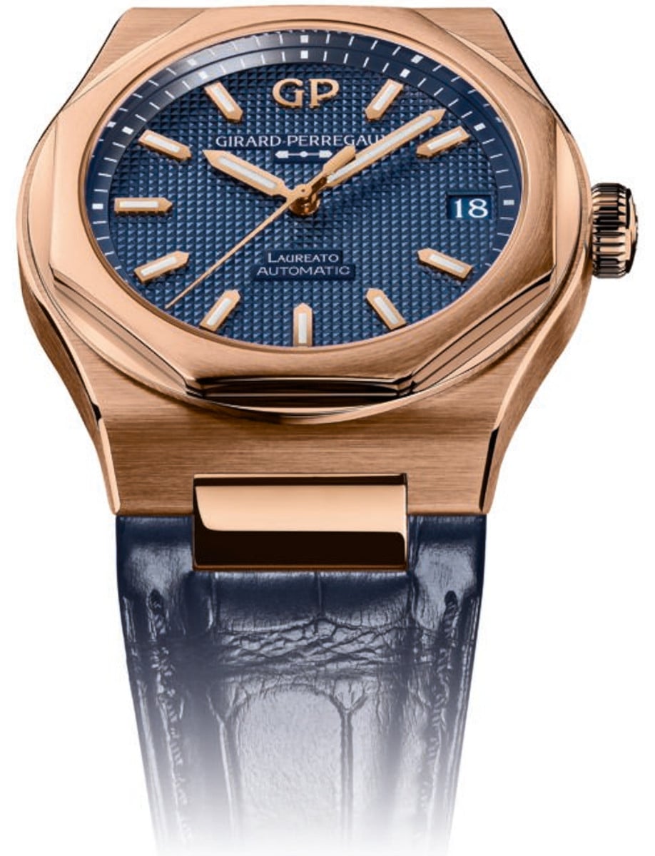 Girard-Perregaux Laureato 42mm Pink Gold Ultramarine Blue 81010-52-436-BB4A Side
