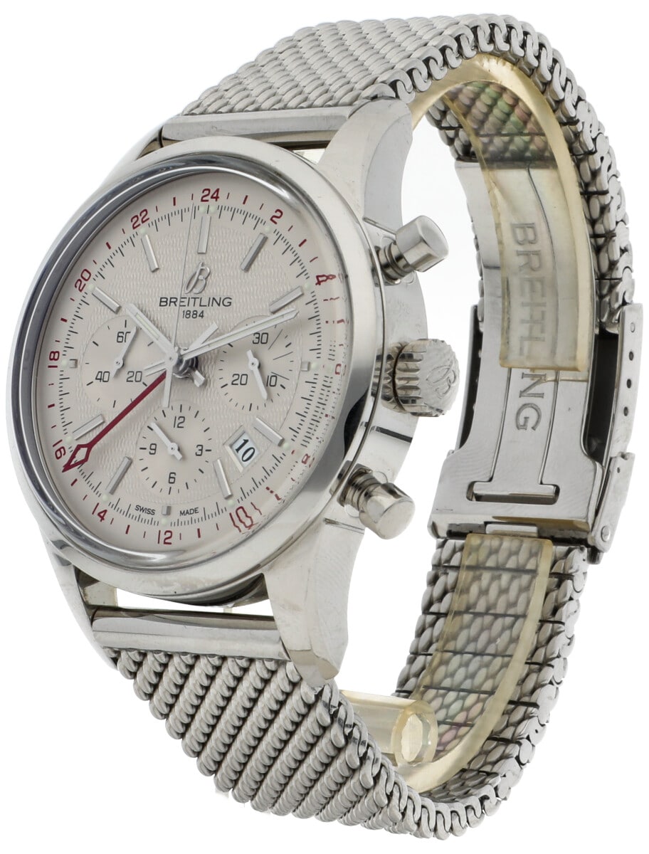 Pre-Owned Breitling Transocean GMT AB015412/G784-154A font left