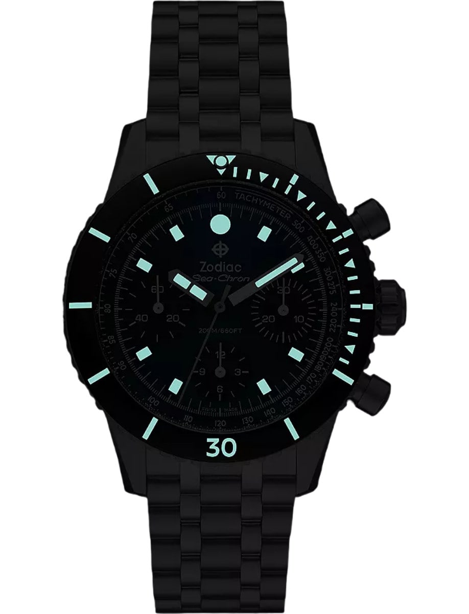 Zodiac Sea-Chron Automatic Stainless Steel Watch ZO3605 Luminous
