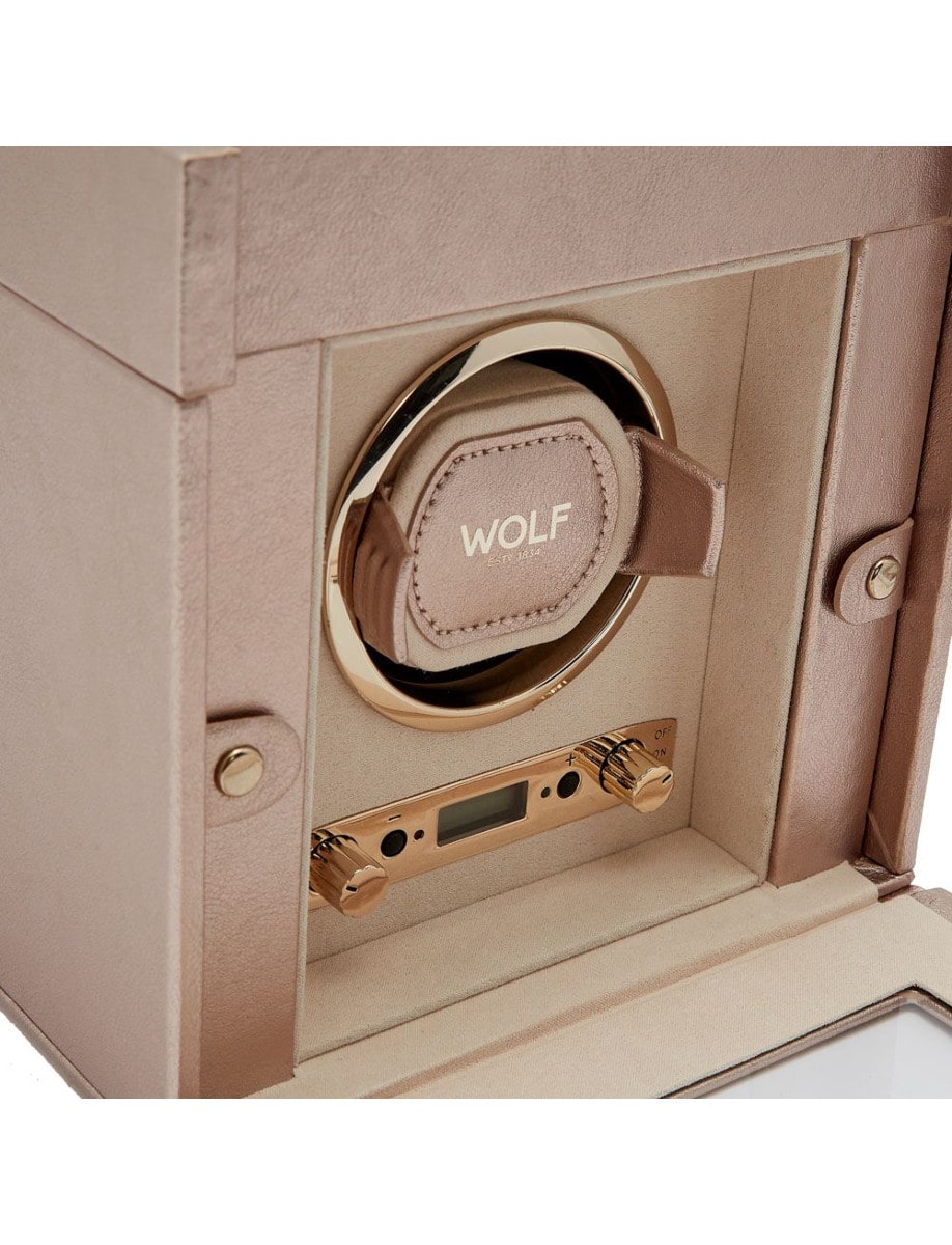 Wolf Palermo Single Watch Winder with Jewelry Storage 213716 front
