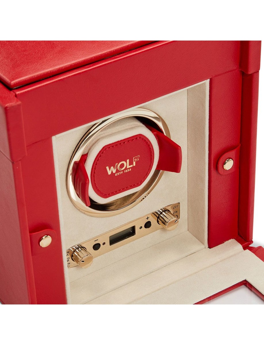 Wolf Palermo Single Watch Winder with Jewelry Storage 213772 front