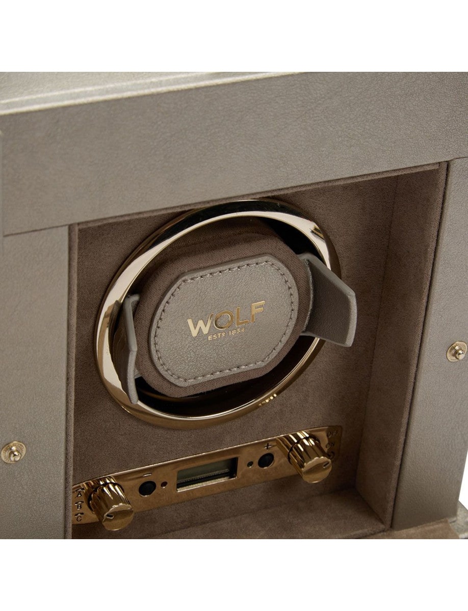 Wolf Palermo Single Watch Winder with Jewelry Storage 213778  front