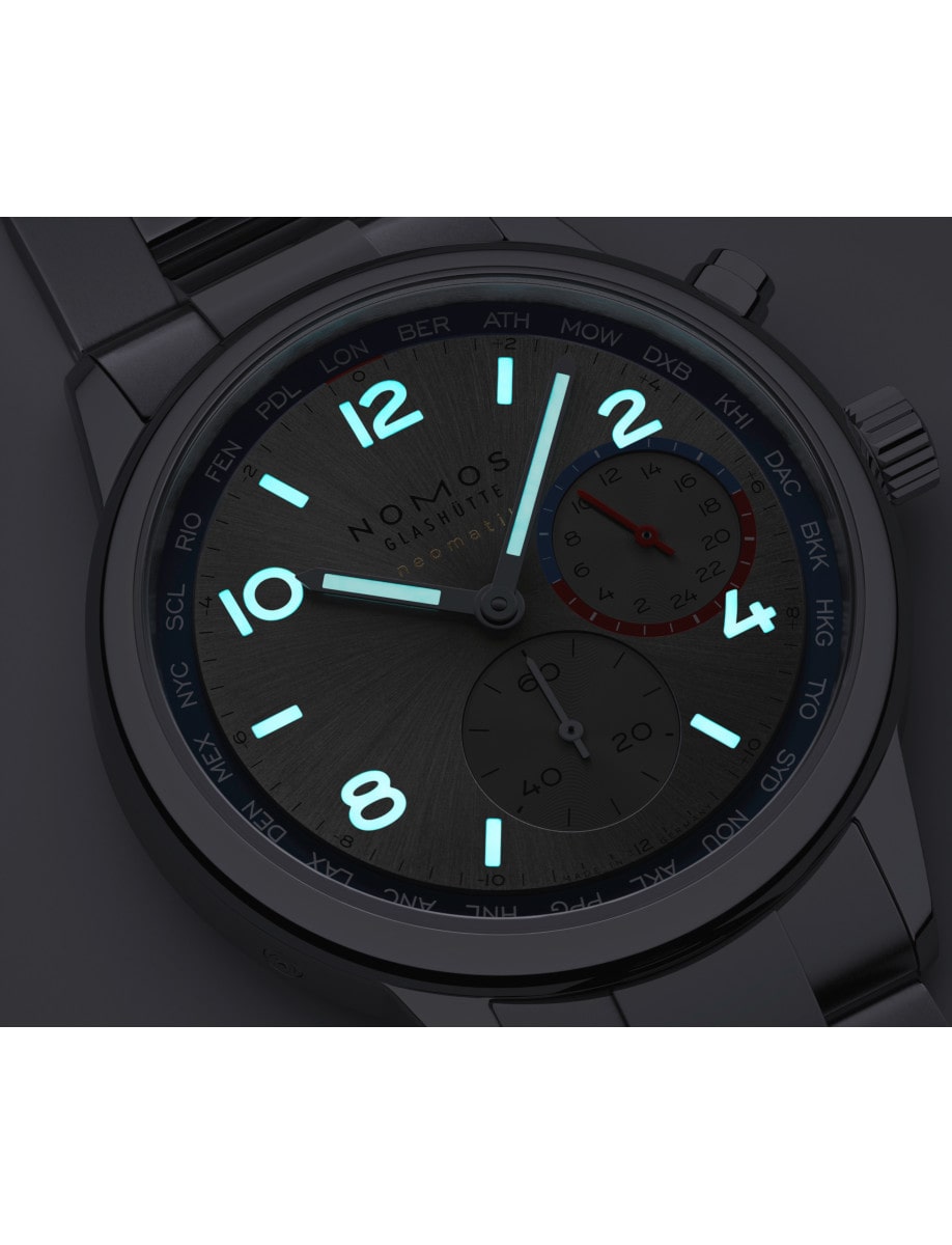 Nomos Club Sport neomatik Worldtimer silver 791 night