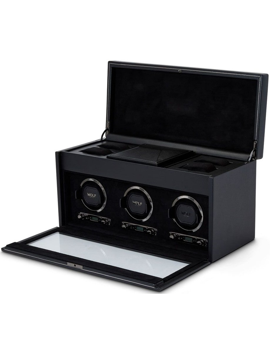 Wolf British Racing Triple Watch Winder with Storage 792302 side