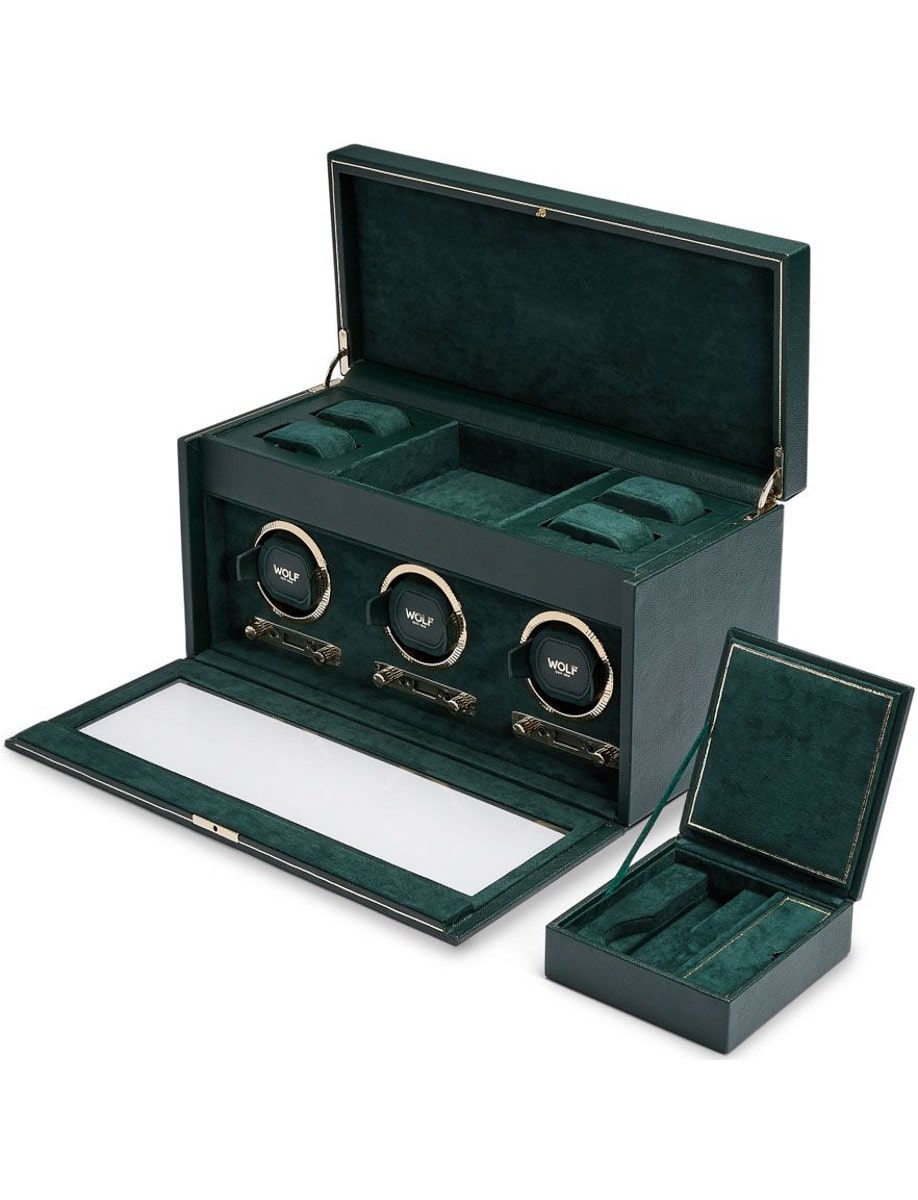 Wolf British Racing Triple Watch Winder with Storage 792341 side