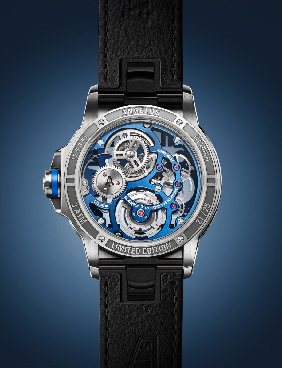Angelus Flying Tourbillon Titanium Blue Edition 0TSZF.U02A.C009A Back