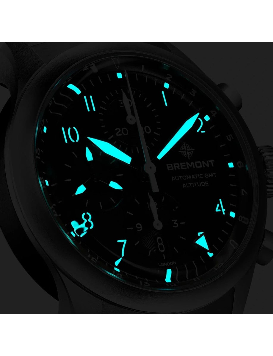 Bremont Altitude Chronograph GMT ALT42-CHR-G-SS-BK-B luminous