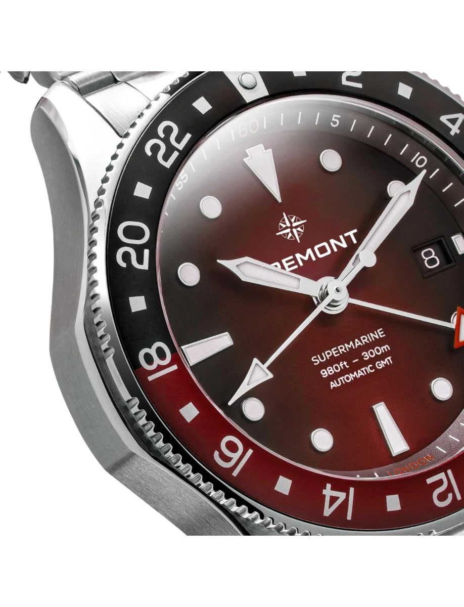 Bremont Supermarine 300M GMT ‘Ember’ Red SM40-GMT-SS-RDBK-B Dial