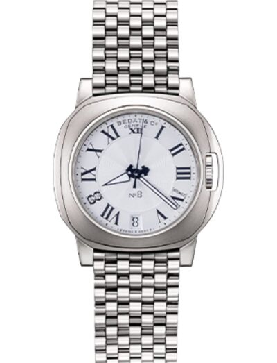 Bedat & Co wristwatch featured in stainless steel, automatic movement, silver dial, stainless steel bracelet. | Feldmar Watch Co. Bedat & Co wristwatch featured in stainless steel, automatic movement, silver dial, stainless steel bracelet.