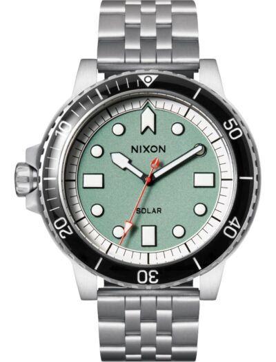 Nixon wristwatch with stainless steel case and bracelet, and jade dial. | Feldmar Watch Co. Nixon wristwatch with stainless steel case and bracelet, and jade dial.