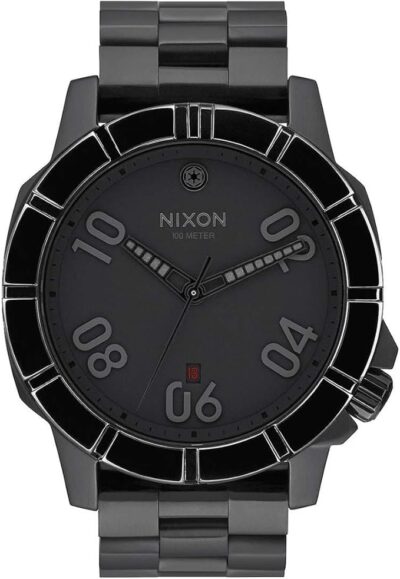 Nixon Ranger Star Wars Imperial Pilot wristwatch featured in black PVD stainless steel, quartz movement, black dial, black PVD stainless steel bracelet.