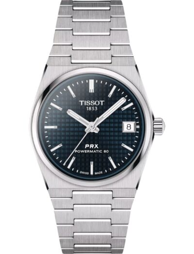 Tissot wristwatch with stainless steel case and bracelet and blue dial