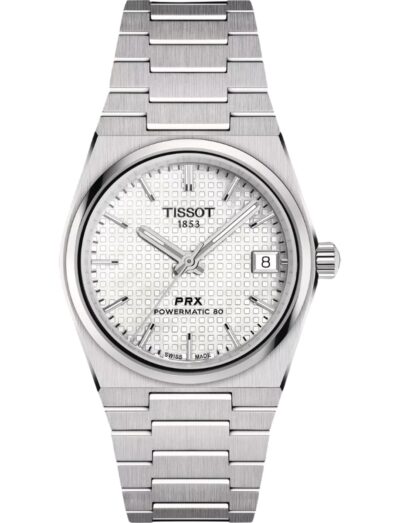 Tissot wristwatch with stainless steel case and bracelet and white mother of pearl