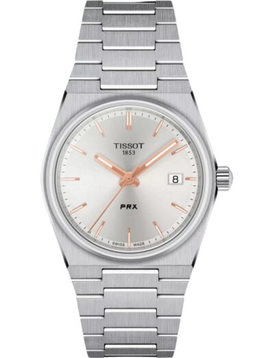 Tissot wristwatch with stainless steel case and bracelet and silver dial