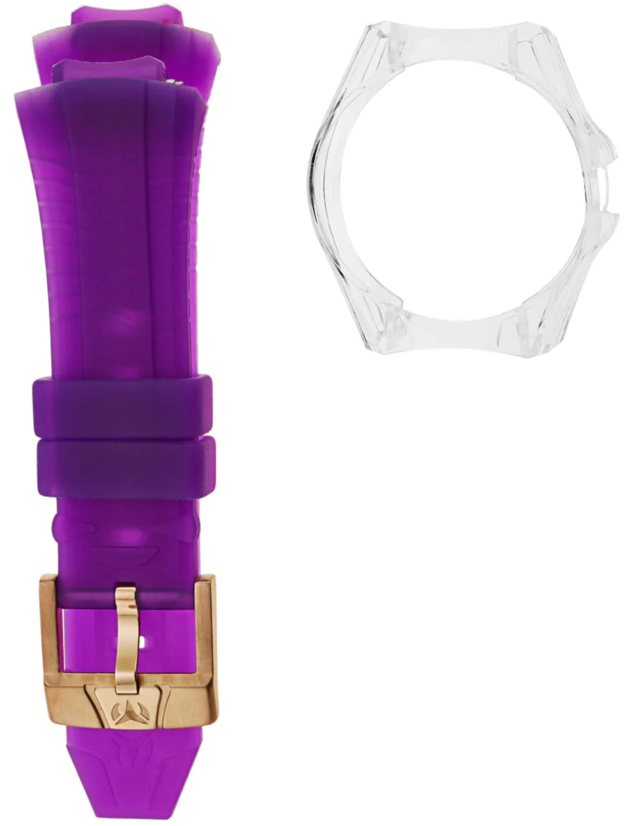 Purple color additional strap for Technomarine wristwatch.