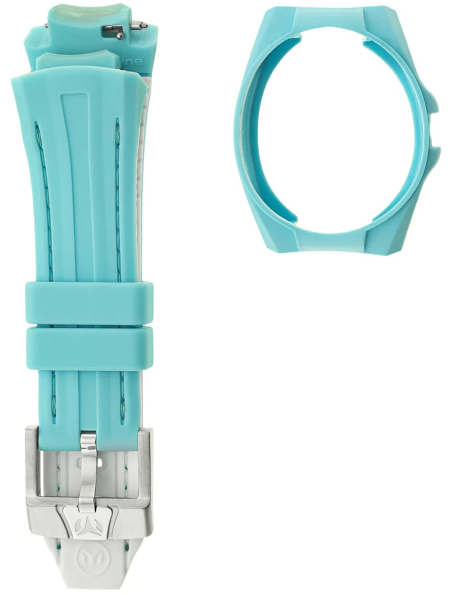Aqua color additional strap for Technomarine wristwatch.