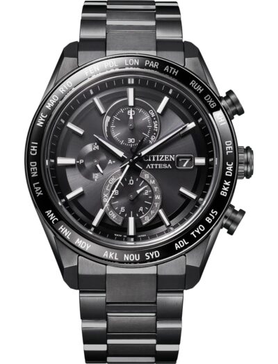 Citizen wristwatch with Super Titanium with DLC Coating case and bracelet and black dial
