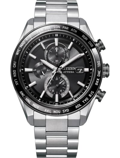 Citizen wristwatch with stainless steel case and bracelet and black dial
