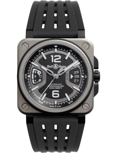 Bell & Ross wristwatch with titanium case, matt black dial and black rubber strap