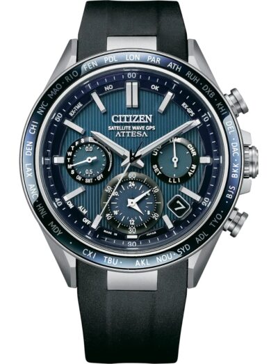 Citizen wristwatch with super titanium case, blue dial and polyurethane strap