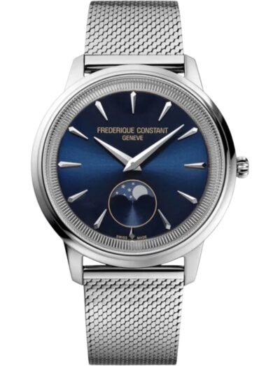 Frederique Constant wristwatch with stainless steel case and bracelet, and navy dial
