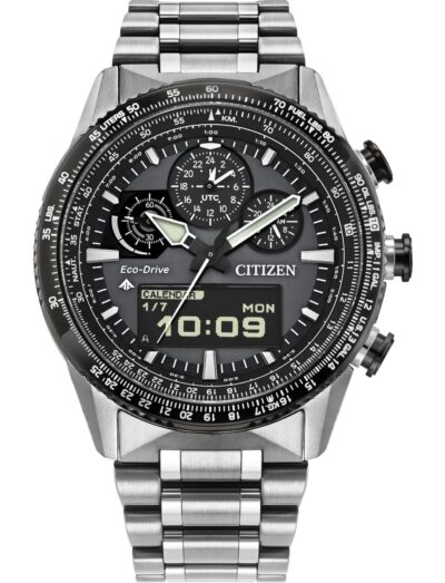 Citizen wristwatch with stainless steel case and bracelet and gray dial
