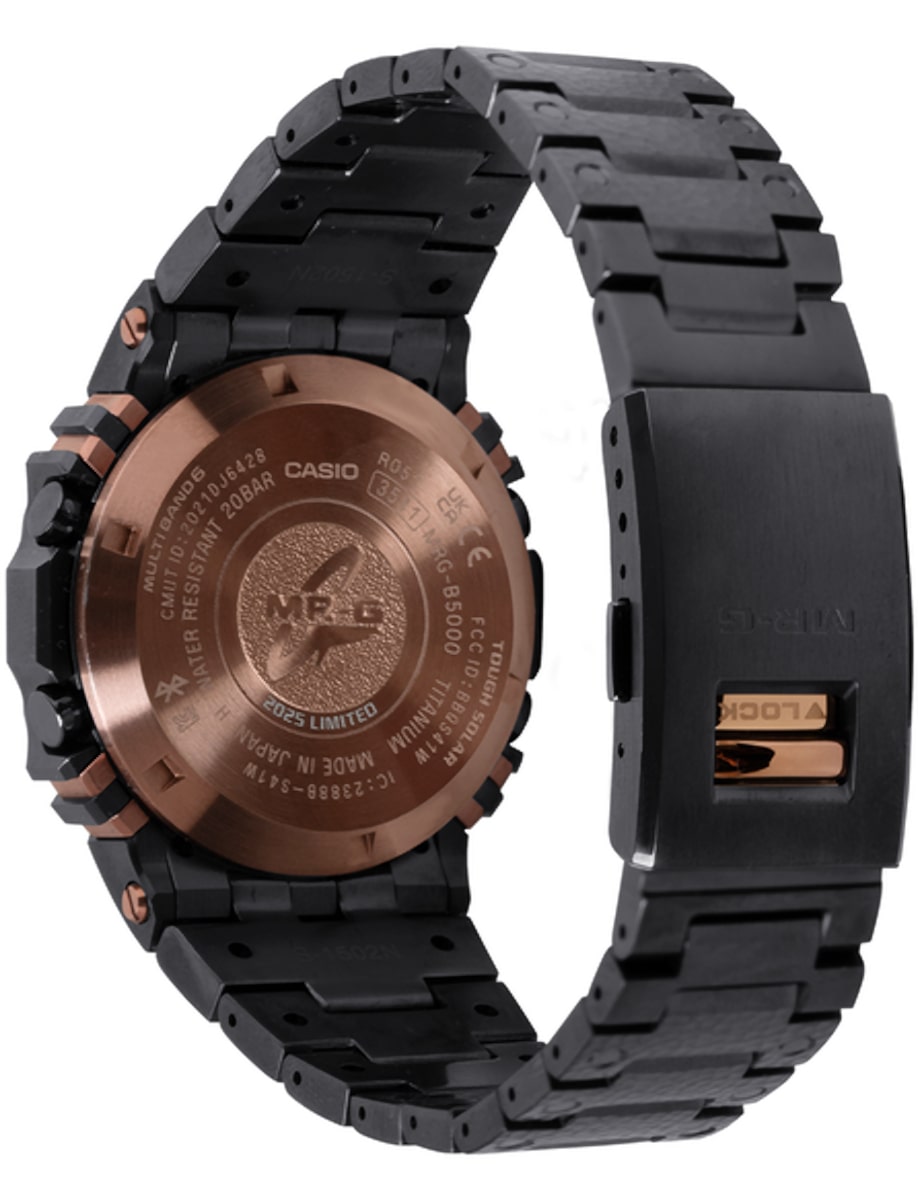 Back view of G-Shock wristwatch with titanium case and bracelet