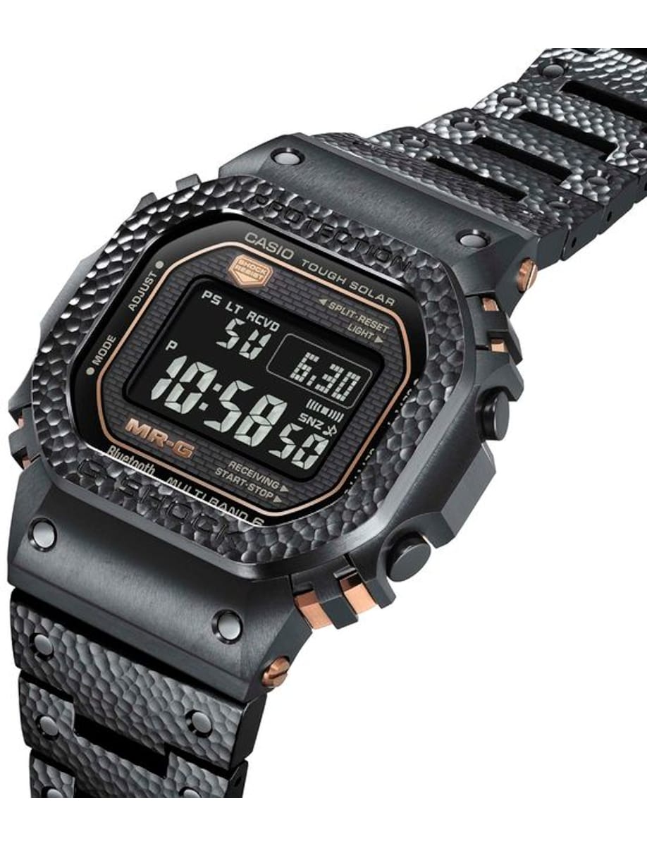 Side view of G-Shock wristwatch with titanium case and bracelet